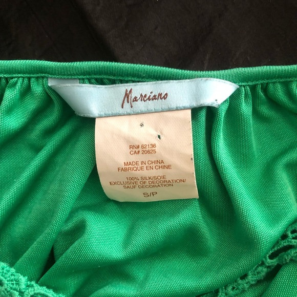 MARCIANO “Silk - Sheer- Crochet” 🟢Emerald Green Tank Top - Picture 12 of 12